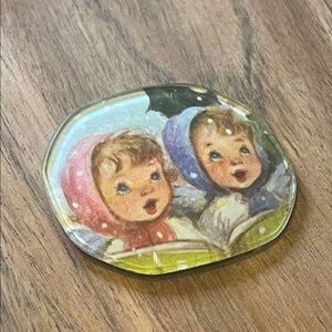 Vintage Illustration Brooch with Children